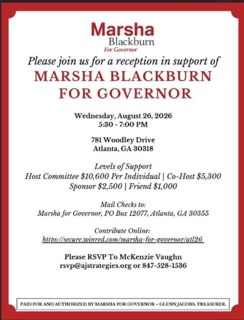 jamiescoop's tweet photo. Why is @MarshaBlackburn fundraising in Georgia - after the primary? Grift https://t.co/fvBPaofSNa