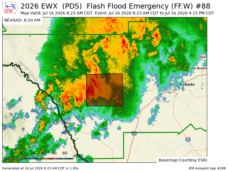 Iembot_emerg's tweet photo. EWX issues Flash Flood Emergency [flash flood: observed, flash flood damage threat: catastrophic] for Uvalde [TX] till Jul 16, 4:15 PM CDT https://t.co/FqUFnzjR6W https://t.co/VRsNelaopp