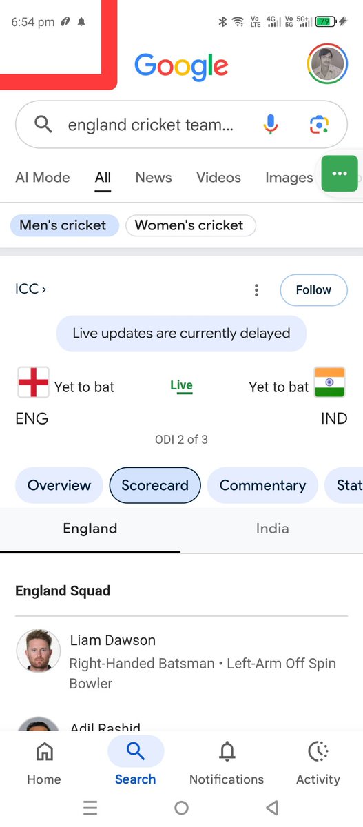 rafimurty_a's tweet photo. India is batting first. 18covers ate bowled by England. Score is 104 for 2 by India. Yet, Google does not show any details. 
@Google https://t.co/GtXWochdlc