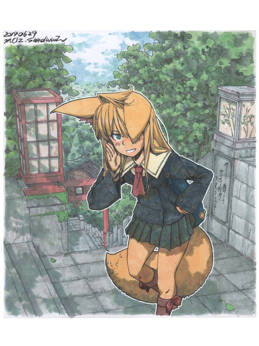 meiz_sandwich's tweet photo. このところ線画ばかりで完成イラストがないので過去作品をアップ。
#oldworks #foxgirl #catgirl #shikishiart https://t.co/UUSyL1e2lj