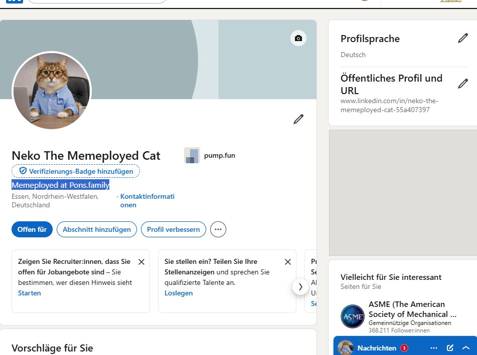 nely_1676's tweet photo. LMAO I JUST FOUND A LINKEDIN ACCOUNT WITH A MEMEPLOYED CAT https://t.co/Vk5oEgpRvS

https://t.co/im0JzWyPFs https://t.co/kCHANYgJsW