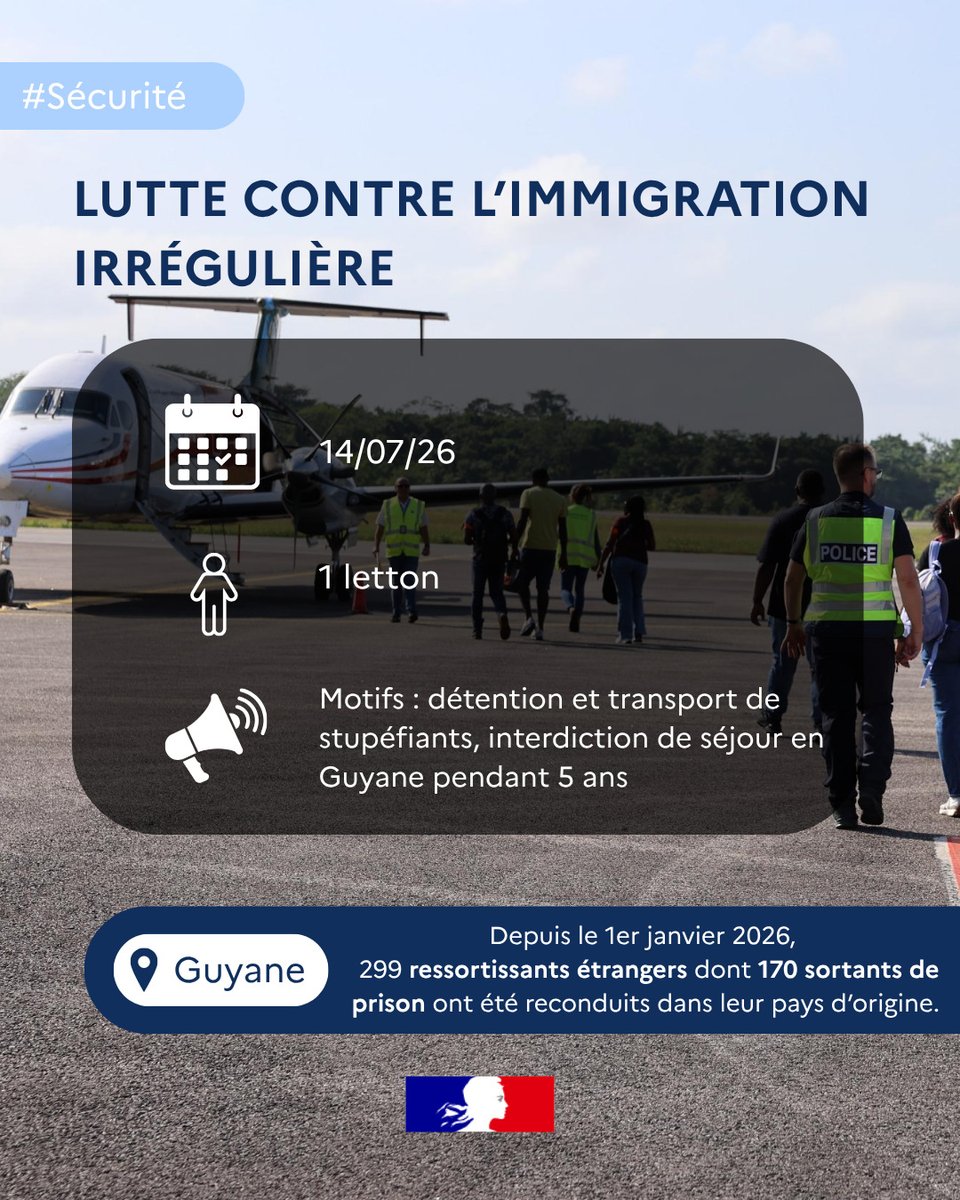 Image de Préfet de la région Guyane - #Sécurité | Un ressortissant letton, condamné pour détention et transport non autorisés de stupéfian