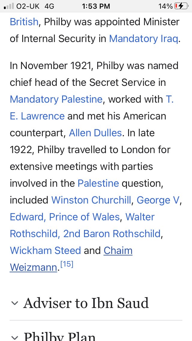 truther_justice's tweet photo. Kim Philby’s dad who was also MI6 groomed the 1st King and founder of S Arabia, he was a Zionist supporter of the Balfour Declaration, a Hitler supporter &amp; leader of BPP party which scapegoated Jews for Global events. He was at school with 1st PM of India a Inner Temple Fabian. https://t.co/RY0a4ixHat