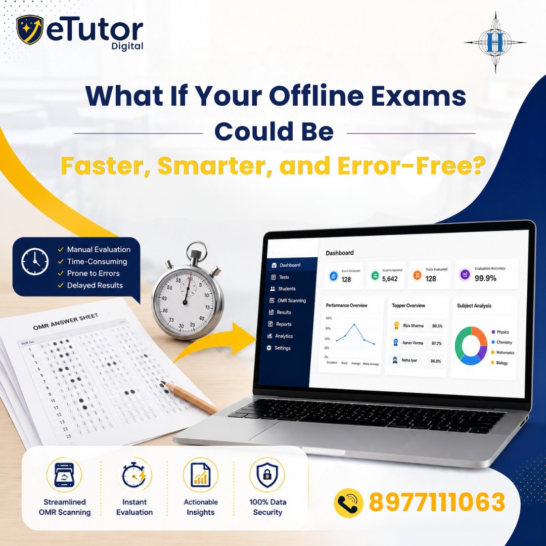 eTutorco's tweet photo. Transform offline exams with digital assessment solutions!
From automated evaluation to faster results, Offline Exam Software helps institutions simplify the assessment process.
Read more: https://t.co/F2Hlw9Vt2X
#eTutor #OfflineExamSoftware #DigitalAssessment #IITJEE #NEET https://t.co/2lU9LkyXvQ