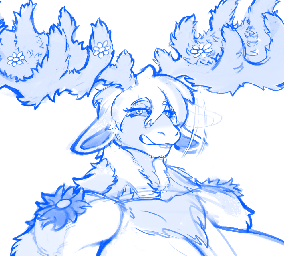5PachiPachi's tweet photo. Okay, i started drawing her. Moose lady knight named Yva🌲. Moose's horns is so hard to draw!
WIP https://t.co/qYOdxaWfuv