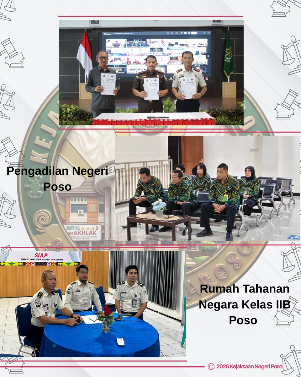 KejariPoso's tweet photo. Kajari, Ketua PN, dan Karutan Poso Ikuti Penandatanganan PKS Sidang Elektronik Se-Sulteng secara Zoom https://t.co/BPnKnSSHU3