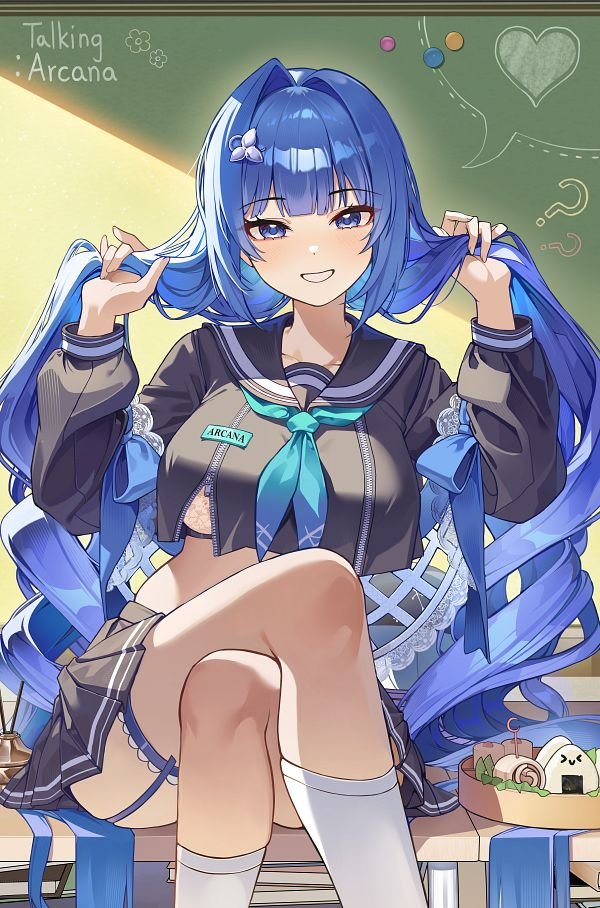 AhriLaNeka's tweet photo. - Arcana infla un poco los mofletes. Enseguida señala el reloj del aula con el dedo -

¡Ah! ¡Miren quién decidió aparecer! ¡El Sensei dormil��n!

- Hace una pequeña risita, escondiendo la boca con la manga del uniforme -

¿Qué pasó? ¿Cinco minutitos más...? ¿Diez? https://t.co/WjA37UgSYy
