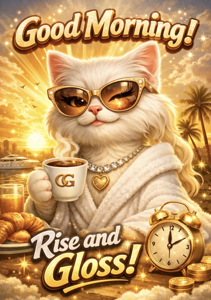 GlossiCat7's tweet photo. Rise & Gloss, Royal Fam!
GlossiCat has her coffee, her crown, and her confidence.
Time to shine harder than the sunrise.
#GLOSSICAT #Crypto #solana #launchonsol #100X #Memecoin #Web3 #Roadmap #meme #wealth #first #solanatoken https://t.co/RWGVMdqU8P
