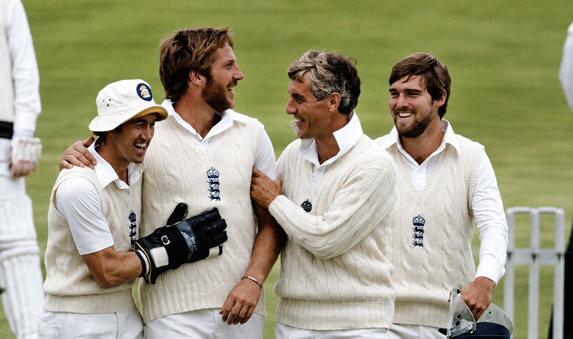 PictureSporting's tweet photo. Ian Botham is congratulated on dismissing Graeme Wood, 3rd Ashes Test, Leeds, July 16th 1981. Botham had not taken a five-for as captain, but replaced by Mike Brearley he bounced back with 6 for 95 ... and then came his heroics with the bat ... https://t.co/3tH52pI8TT