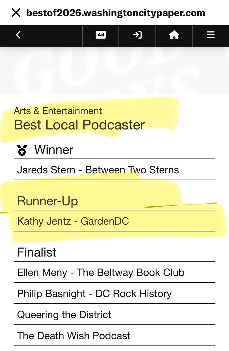 WDCGardener's tweet photo. Thanks to all who voted for #GardenDC - we made runner-up for Best Local
Podcast in #bestofDC annual voting hosted by @wcp #dmv #podcast https://t.co/WMw7LTQw8m