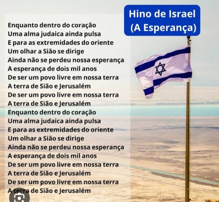 MFLemos0611's tweet photo. O hino de Israel, fala em esperança e em liberdade, ao contrário de muitos outros que exaltam conquistas, guerras e mortes com muito sangue derramado.
É este o povo que sempre quiseram destruir.
Querem acabar com a liberdade e a esperança.
É isso que querem. https://t.co/3AB08ef0vD