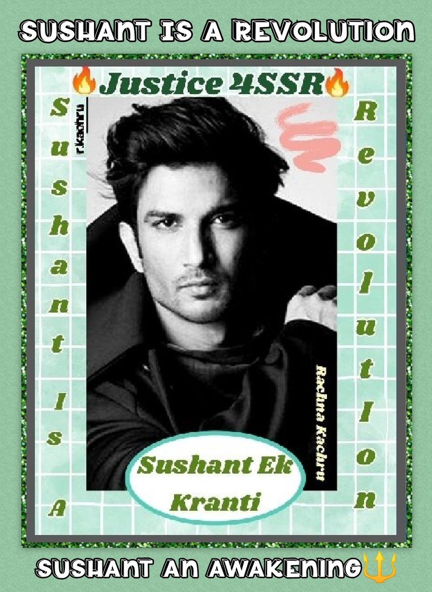 KachruRachna's tweet photo. 🔥EVENING TAGLINE🔥

#SushantSinghRajput𓃵~A Revolution in Himself Revolution By The People,For The People is The Direction of The New India.The Worldwide Demand &amp; Outcry For Justice Can't &amp; Should Not be Ignored by The Law Makers⚖️
#SushantEkKranti🔱

Sushant Is A Revolution ✊🏼 https://t.co/vWsjVv2ace