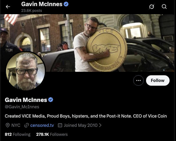 remilliao's tweet photo. craaazy! the real official $VICE from @Gavin_McInnes himself!

SEND IT!

wscbjwA28nago5X5MLhhmu828n76zczRserXB9jpump https://t.co/pVx1Uf9jbF