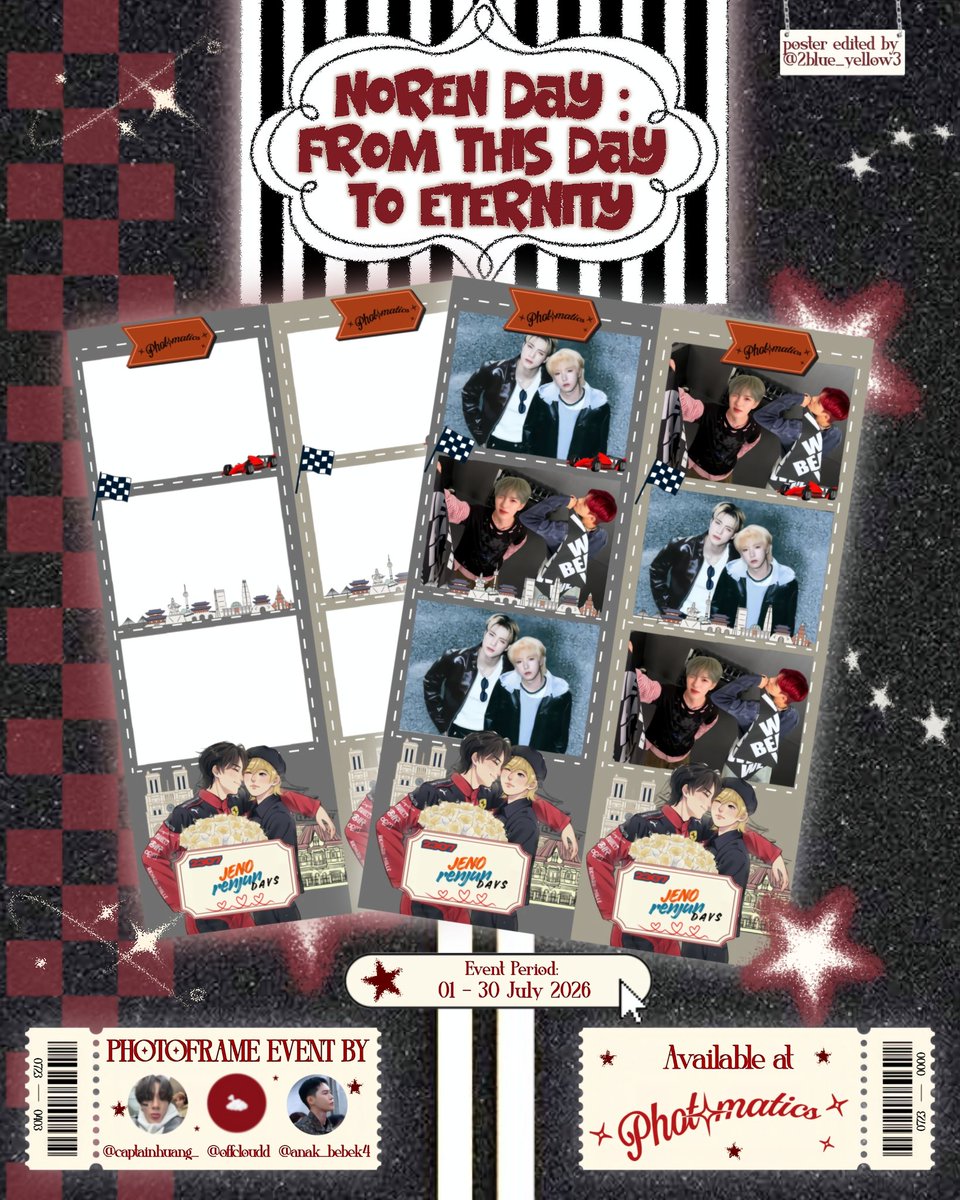anak_bebek4's tweet photo. 🏁ּ ִֶֶָָ֢࣪ . NOREN DAY : FROM THIS DAY TO ETERNITY🏎️. ݁🏁ּ

💙A Special Event Celebration for Noren Day💛

📅Noren special periode 1-30 July
📍 Photomatics Branch A+B

Let’s celebrate our precious boys with special photobooth frame event by
@anak_bebek4 @offcloudd @captainhuang_ https://t.co/rS632Sf8Pd