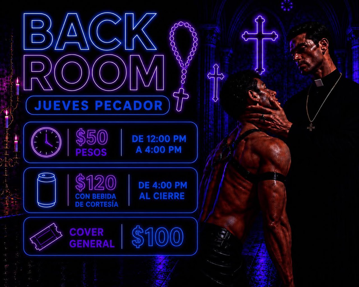BLACKROOMOFICIA's tweet photo. 🔥😈 Jueves Pecador  🔥😈

🎟️ Cover general: *$100
💦 Cabinas
🕯️ Cuarto oscuro
🍺 Zona de bar
📍 Patriotismo esquina Circuito Interior, justo enfrente de Lumen.
🚇 A dos calles del Metro Mixcoac (Línea 12), sobre Patriotismo.

🔔 Al llegar, toca el interfón en la puerta con la BR https://t.co/hNFaTKGsrT