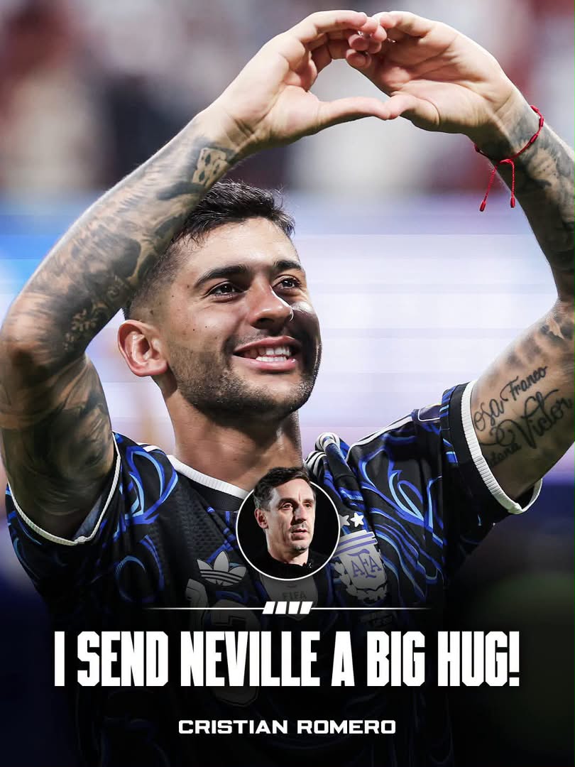 david_fale18692's tweet photo. "I SEND NEVILLE A BIG HUG!" 😁🫂
Cuti Romero hits back at Gary Neville:
"We played with more anger because of what he said.
" i just hope that when I retire, I'm not as stupid as Gary Neville.
"Neville had claimed Argentina's defence would concede at least two goals".#argentinië https://t.co/DLQul53sZv