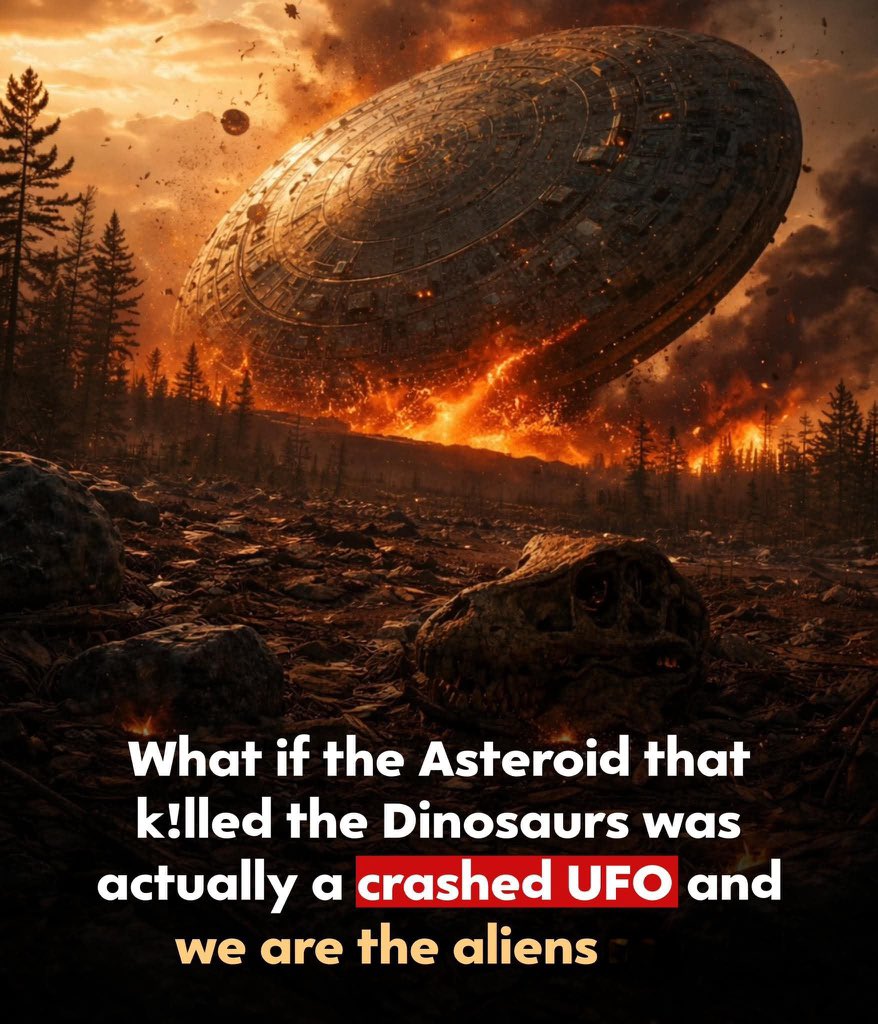 AstronomyVibes's tweet photo. 🤯 What if the event that wiped out the dinosaurs wasn’t an asteroid at all?

A controversial theory suggests the mass extinction may have been caused by the crash-landing of a massive non-human craft, not a natural space rock. 🛸

Supporters point to the extreme heat, global debris layer, and sudden ecological collapse — effects identical to what we’d expect from a planet-scale impact.

The real question isn’t whether something catastrophic hit Earth…
It’s whether we’ve correctly identified what it was. 👀

There’s no confirmed evidence supporting this idea — but it challenges assumptions and reminds us how much of Earth’s deep history is still open to interpretation.

💥 Sometimes the mystery isn’t what we don’t know…
It’s what we think we already understand.