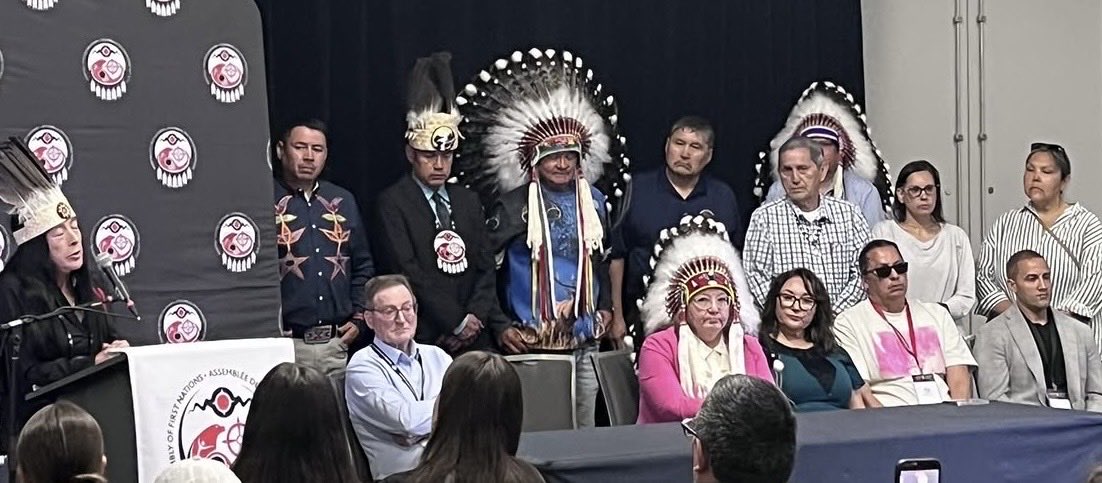 JimMcMurtry01's tweet photo. What brainchild idea did the AFN come up with at Roger’s Centre in Ottawa this week?

Arrest anyone who questions  their money-grubbing fraud about residential schools. https://t.co/hxvEkgm4mw