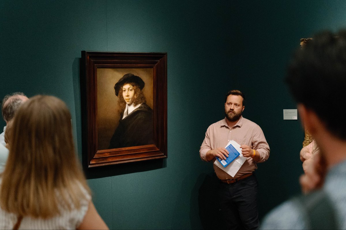 MattMBarrett's tweet photo. Although we are made of matter, we strangely fail to contemplate the aesthetics of theology. @TheAnselmHouse visited the Nelson-Atkins Museum and each Anselm Fellow presented on a work of art. We saw so many masterpieces, from Caravaggio to van Gogh. 🧶 https://t.co/I5RVgpCopL