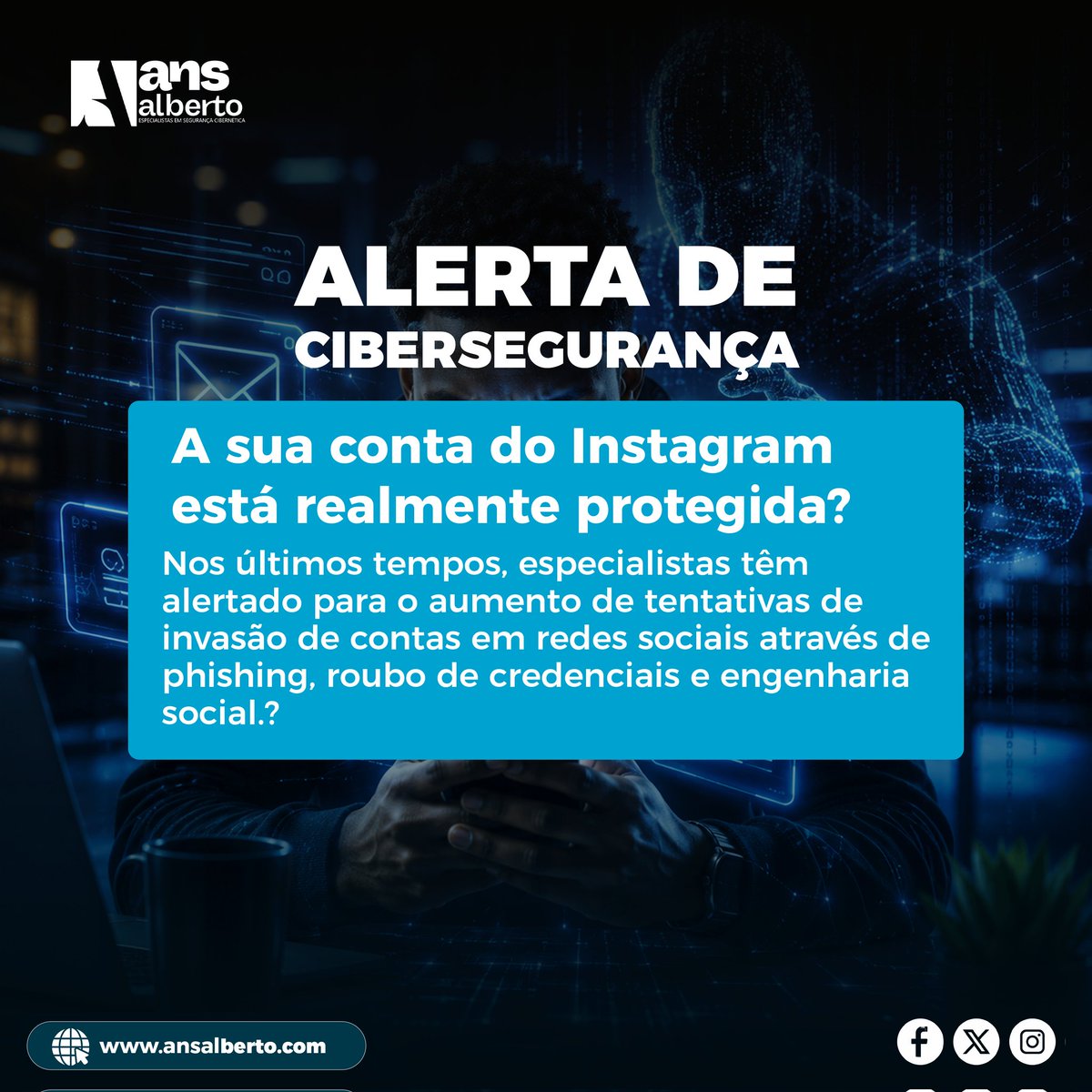 AnsAlberto1's tweet photo. Uma única distração pode comprometer a sua conta.

🔐 Como aumentar a segurança?

✅ Ative a autenticação em dois fatores (2FA).
✅ Nunca partilhe códigos de verificação.
✅ Utilize uma palavra-passe forte e exclusiva.
✅ Desconfie de links recebidos por mensagens ou e-mails. https://t.co/XUSHnq63Dh