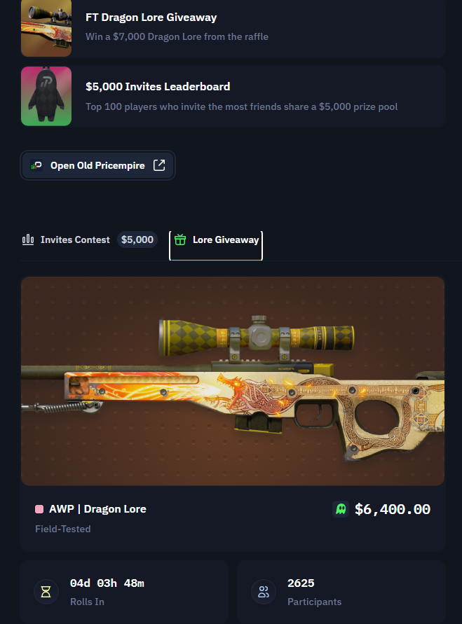 Vancho666_CS's tweet photo. DRAGON LORE GIVEAWAY BY PRICEMPIRE

DON'T MISS OUT:
Register: https://t.co/O65PeyBZzd
Join the wait list
Win THE HOLY GRAIL OF CS.

Random RT gets 20$ in skins. https://t.co/0JycvlTExe