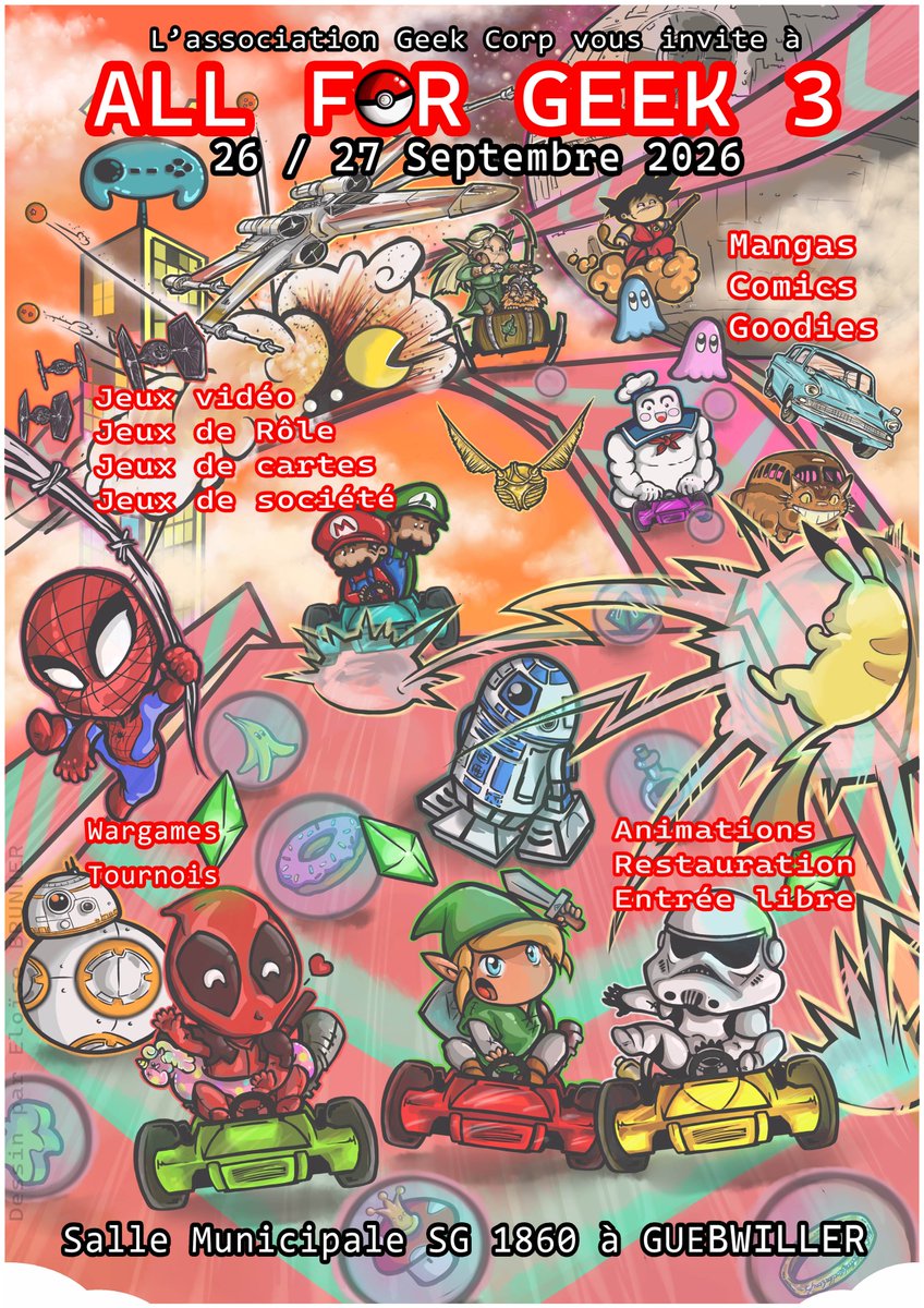 assogeekcorp's tweet photo. [ANNONCE] AFFICHE !!

Elle est là!

L'affiche officielle de la All For Geek 3 (édition 2026) est enfin dispo!

Un énorme MERCI 👍 à Éloïse pour cette affiche pleine de refs et de clins d'œil dans tous les sens 

#assogeekcorp #afg26 #jds #geek #jeuxvideo #florival https://t.co/l5CSXjT0mV