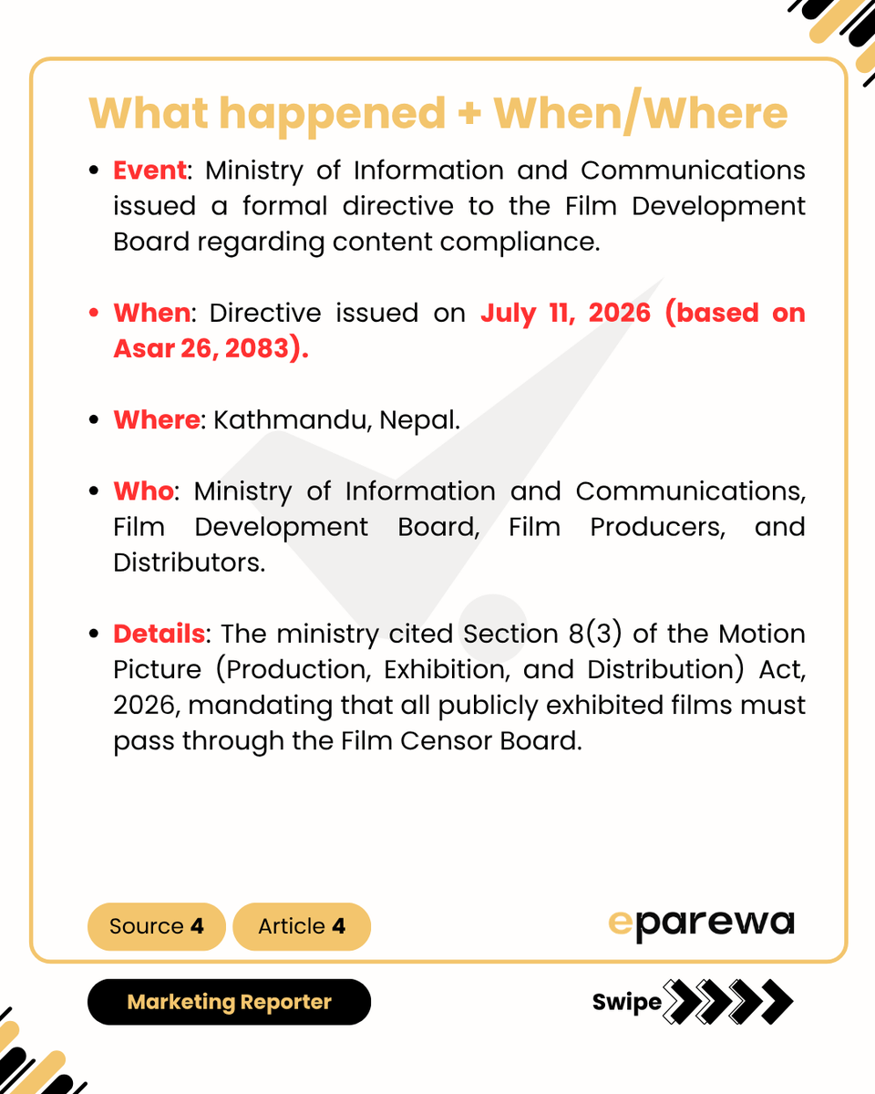 eparewaa's tweet photo. Nepal Bans Films Harming National Security and Diplomatic Ties https://t.co/I5cYimwLik