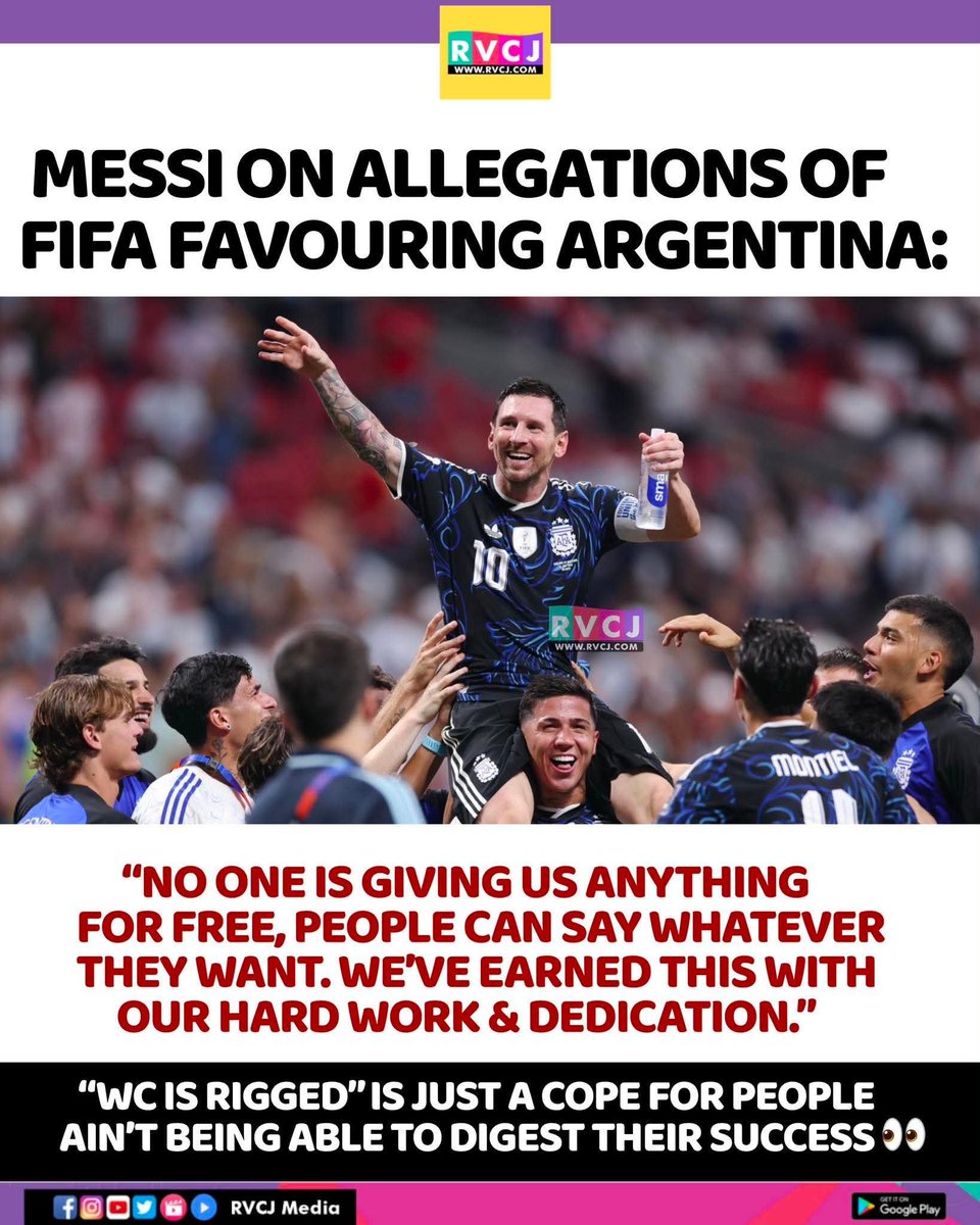RVCJ_FB's tweet photo. Messi on allegations of FIFA favouring Argentina https://t.co/MOPJYl56Rm