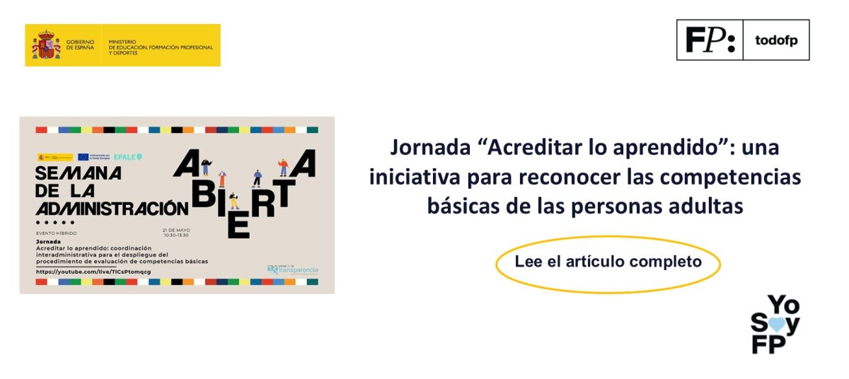 todofp's tweet photo. 📣Sigue en streaming la jornada “Acreditar lo aprendido”, dentro de la Semana de la Administración Abierta. #TodoFP #YosoyFP
🔴Una sesión para conocer y acreditar las  competencias básicas
🔍https://t.co/8nqhJPblaM https://t.co/NxQJvlOAJT