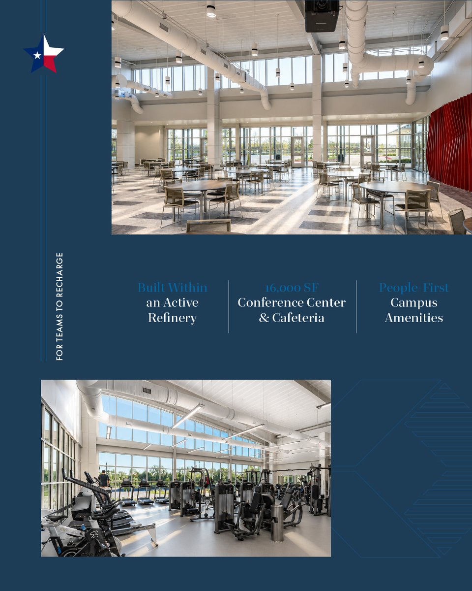 StructureToneSW's tweet photo. Beyond the plant is a place built for the people who keep it running. Proud of our #Houston team for delivering a conference center and cafeteria at the Phillips 66 Sweeny Refinery—completed with zero recordable injuries, on budget and on schedule. https://t.co/fLOOAywyRJ
