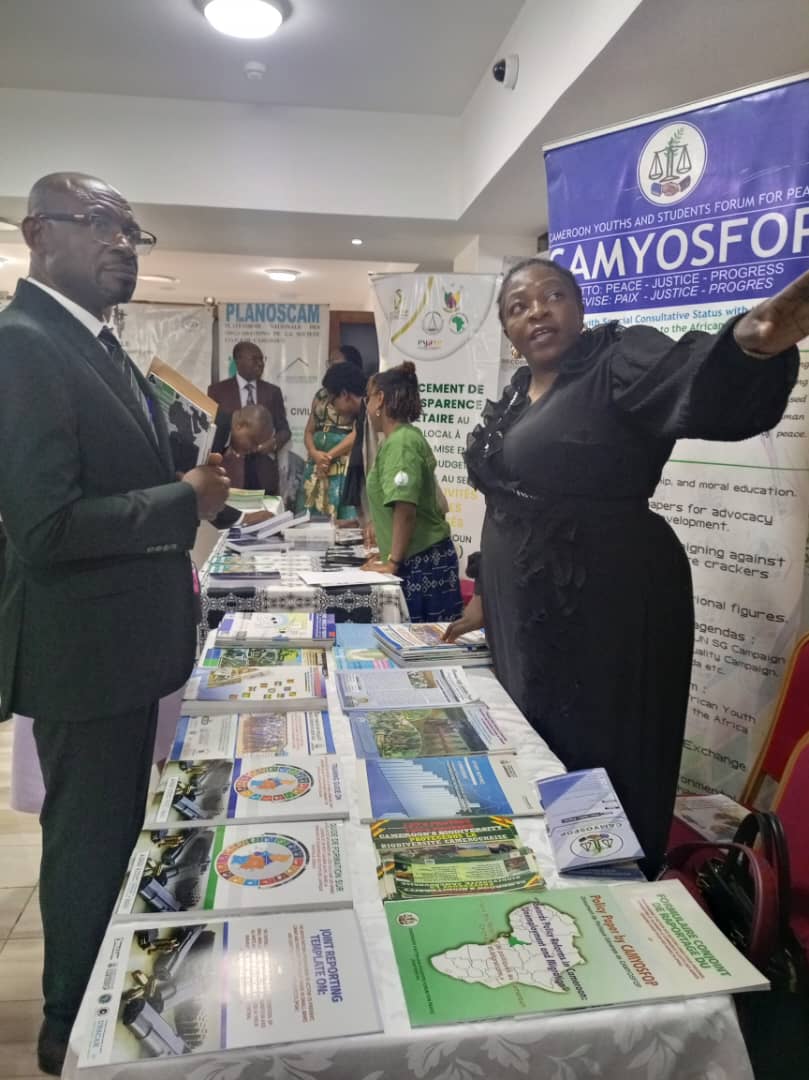 camyosfop's tweet photo. CAMYOSFOP is participating in Cameroon's National Forum on Public Finance Reforms in Yaounde, promoting dialogue on efficient public finance management. The organization is also showcasing its peacebuilding, governance, and women and youth empowerment initiatives #CAMYOSFOP https://t.co/1WMufCyaSe