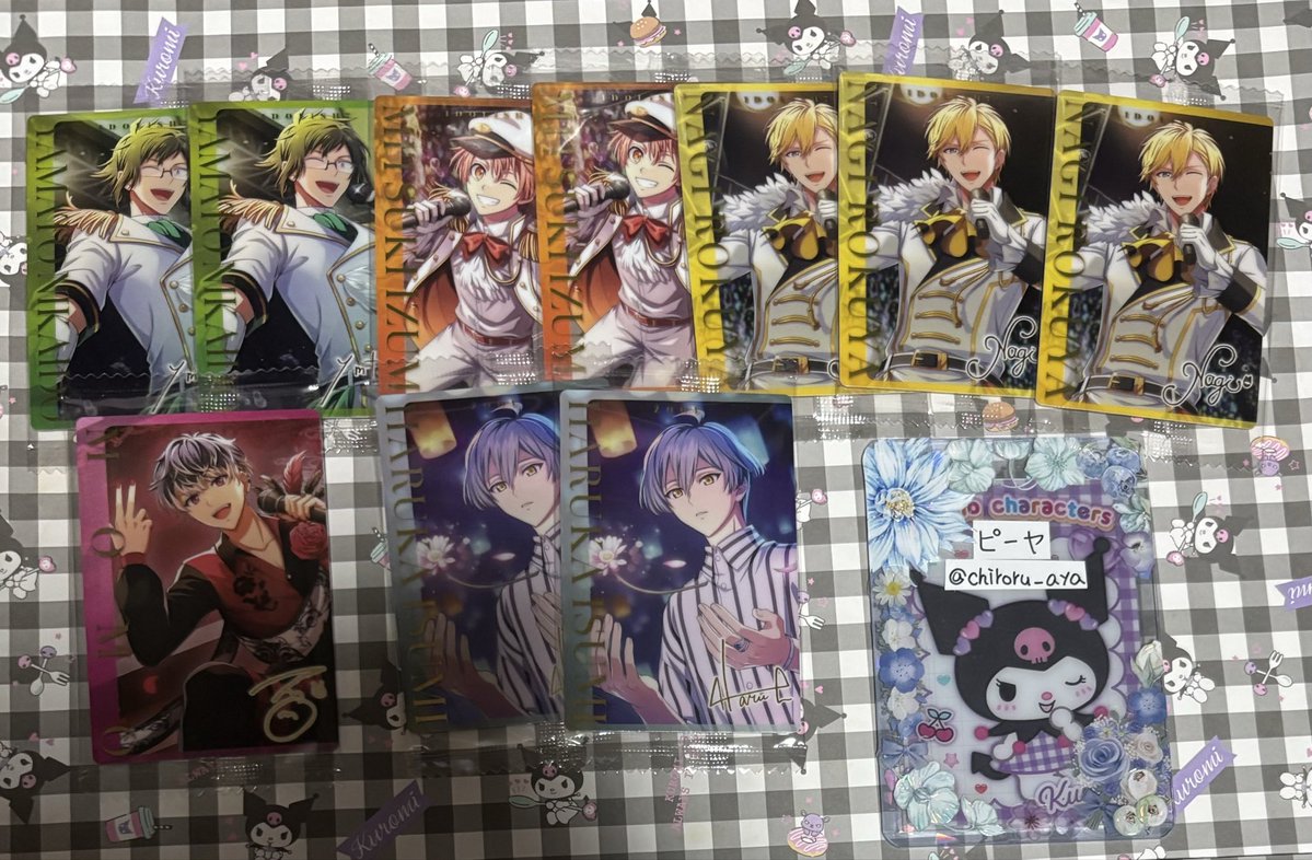 chiroru_aya's tweet photo. アイドリッシュセブン アイナナ ウエハース　27  カード　交換
譲〉☆一織、大和、三月、☆壮五、ナギ、☆楽、☆天、☆百、☆悠、虎於
求〉同種　陸、☆龍之介　〉〉巳波
☆↔︎☆との交換優先
お気軽にお声掛け下さい。 https://t.co/xU4DPsg66w