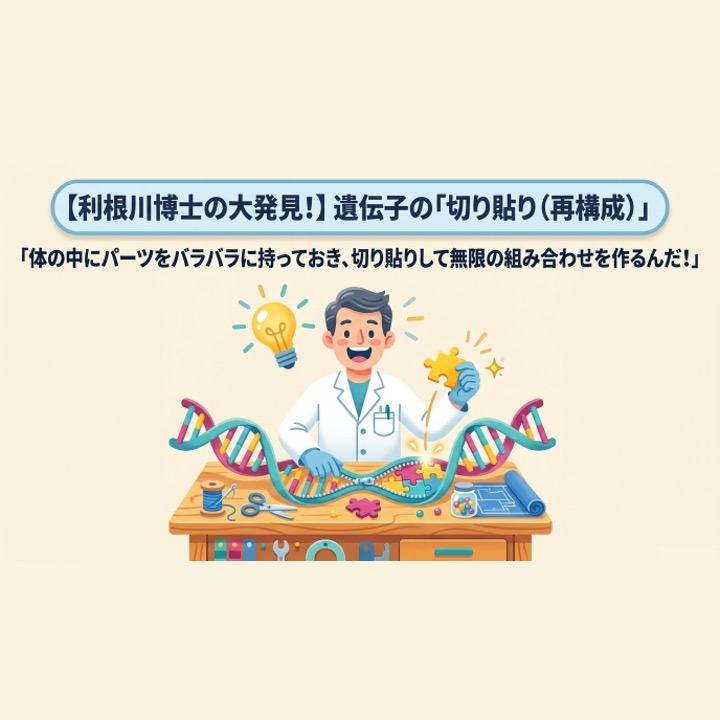 fushigimirai's tweet photo. 🕊️【免疫学の発展に多大な貢献をされた 利根川 進先生を偲んで】
利根川 進（とねがわ すすむ）先生は、1987年に日本人で初めて「ノーベル生理学・医学賞」を受賞された、世界の免疫学、そして脳科学における偉大な先駆者です。
今回は、先生が解き明かした、教科書を書き換えた「ものすごい発見」を簡単にご紹介します。

🧬 利根川先生が解き明かした「免疫のふしぎ」
私たちの体は、出会ったこともない新しい病原体（ウイルスや細菌）が入ってきたとき、それに対抗するぴったりな武���（抗体）を作ることができます。
でも、ちょっと不思議だと思いませんか？
「出会ったこともない敵なのに、どうしてぴったりな武器をオーダーメイドで作れるの？」
利根川先生が研究を始める前は、「敵の数だけ、武器の設計図（遺伝子）が最初から体の中に眠っているはずだ」と考えられていました。しかし、それでは人間の持つ遺伝子の数ではまったく足りず、科学者たちの長年の謎だったのです。
そこで利根川先生が発見したのが、驚くべき「遺伝子の切り貼り（遺伝子再構成）」という仕組みでした。
「限られた部品をシャッフルする！」
免疫細胞（B細胞）は、最初から完成した設計図を持っているわけではありません。遺伝子という「部品」を、まるでトランプのカードを切るように切り貼りしてシャッフルし、無限の組み合わせの武器を作り出していることを証明したのです。
この発見によって、私たちの体は「どんな未知のウイルスが来ても、即座に新しい武器を作り出せる」という謎がすべて解き明かされました。このシステムはB細胞だけでなくT細胞にもあることも発見されています。

利根川先生のこの発見は、現代の免疫学の基礎となり、今ではがんの治療法や感染症対策など、世界中の医療の発展に役立っています。
先生が示してくれた「科学のワクワク」と「探究する心」を、私たちはこれからも未来を担う子どもたちへ伝えていきたいと思います。
利根川先生のこれま���の素晴らしいご功績に心からの敬意と感謝を捧げるとともに、謹んでご冥福をお祈りいたします。
#利根川進 #ノーベル賞 #日本免疫学会 #免疫ふしぎ未来 #免疫学