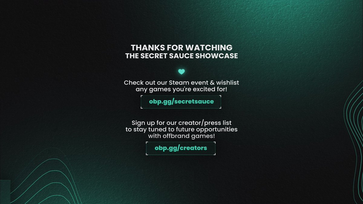 offbrand_games's tweet photo. That's a wrap for the Secret Sauce Showcase stream!

HUGE THANKS to everyone for watching + every awesome dev who participated

Check out the official Steam event to wishlist your favorite games from the stream!
https://t.co/glRkJ9EW1m https://t.co/HqcxH9QiyY