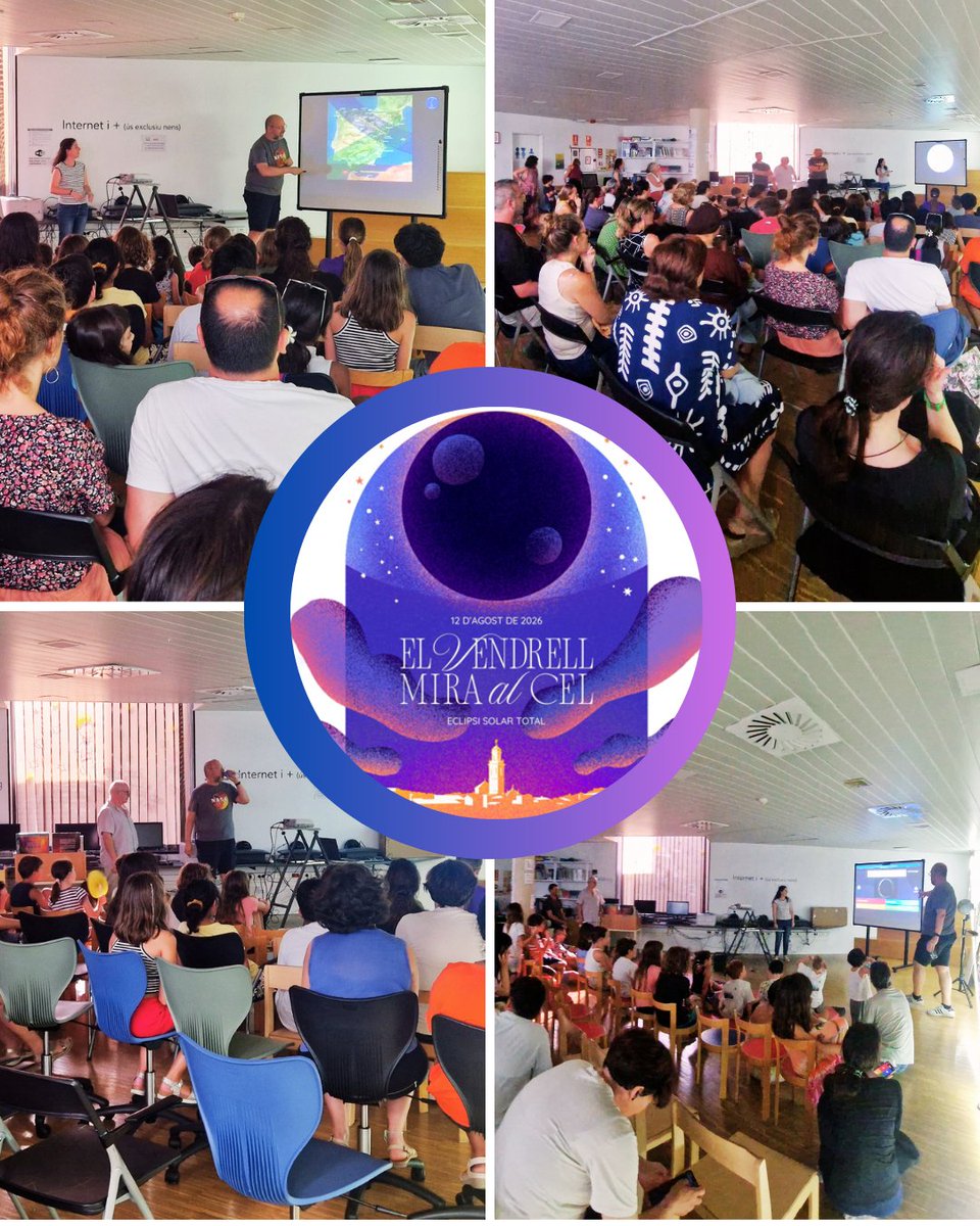 BiblioVendrell's tweet photo. 🌞🌑 Aquesta setmana hem mirat el cel des de les biblioteques!

Els dies 14 i 15 de juliol, @BiblioVendrell i la Sala de Lectura de Coma-ruga van acollir el taller familiar "Què és un eclipsi?", a càrrec del GAC Astronomia Masllorenç, dins del cicle #elVendrellMiraAlCel. https://t.co/mhmNZX517q