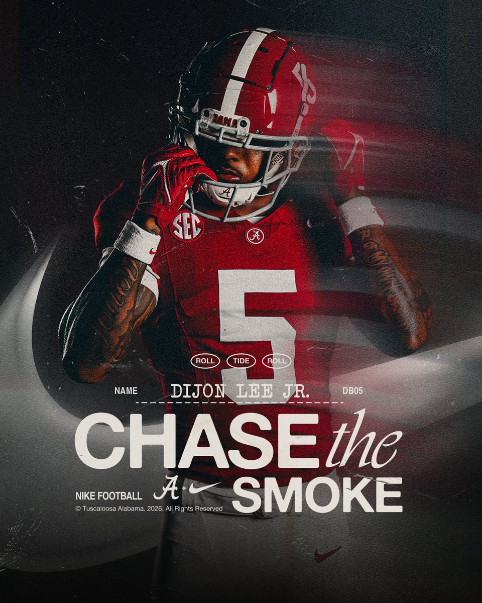 AlabamaFTBL's tweet photo. The standard just got even higher. 🐘🔥 Welcome to the Nike Football family, @Dijon_leeJr.  @usnikefootball https://t.co/ZhqLDjdtmz