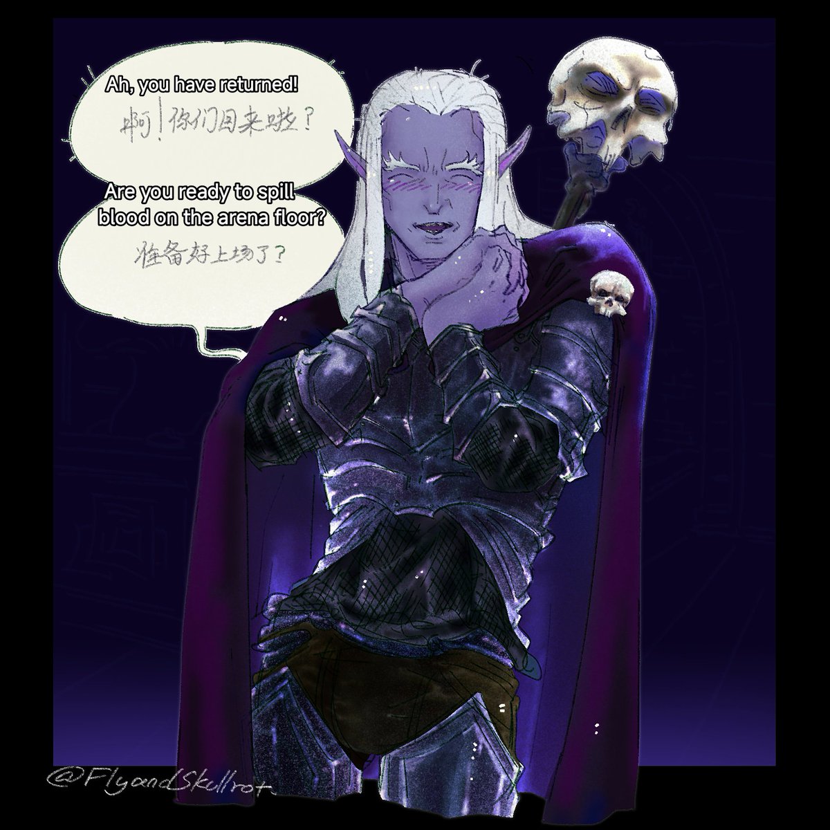 FlyandSkullrot's tweet photo. 初次游玩baldursgate下来，很喜欢Baeloth这个角色，配音和行为等太可爱了！主线一周目遇到了但是没让他入伍好可惜。同时很喜欢贝洛斯的其他皮肤，不过画完了才发现常服画错了哦不😭
#baldursgate #BaelothBarrityl @Mark_Meer @idlechampions https://t.co/ogyMVWVbLG