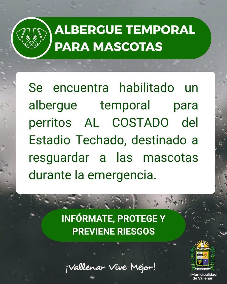 alegriagonzaa's tweet photo. 🔴🐶#Vallenar Se informa la habilitación de un albergue  para mascotas ubicado a un costado del Estadio Techado Municipal Honorio Mieres Neira

@carolinapinoc @PerrosPlazaHuem @reddeemergencia @bombabelloto @GrupoWurtlitzer @Seba_Quake_WX https://t.co/wJG770E5v4