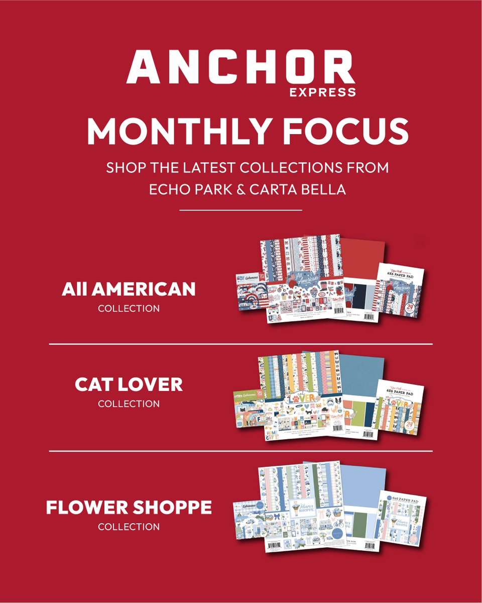 AnchorPXpress's tweet photo. Fresh inspiration has arrived at Anchor Express! This month's featured collections from Echo Park &amp; Carta Bella include everything from Mickey Mouse and National Parks to Cats &amp; Strawberries. Stop by Anchor Express in Plymouth, Minnesota to explore the latest arrivals. #shopsmall https://t.co/UZ9TwUIKfC