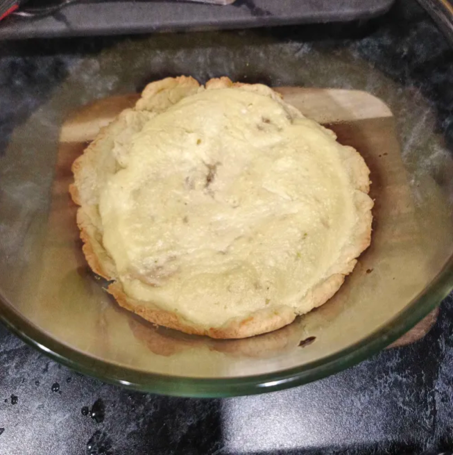 OpenBloke's tweet photo. ive tried making a banana pie and it tastes amazing im wagging my fat chud slug tail https://t.co/GpuIMnPhVC