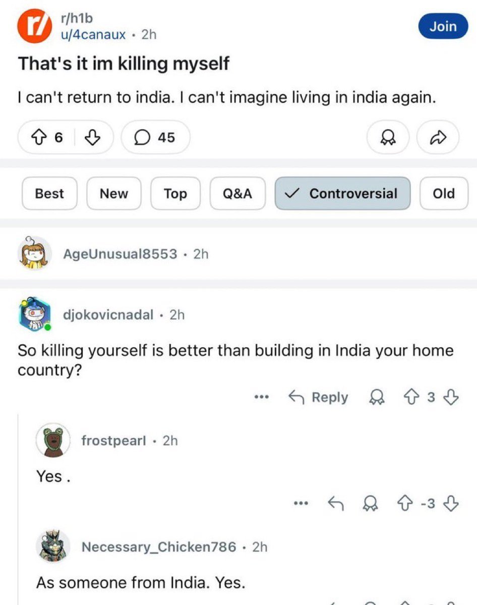 HindutvaObserve's tweet photo. True indians on reddit. 

Every sane foreigner indian will die rather than returning back india. https://t.co/IAizWYEhKc