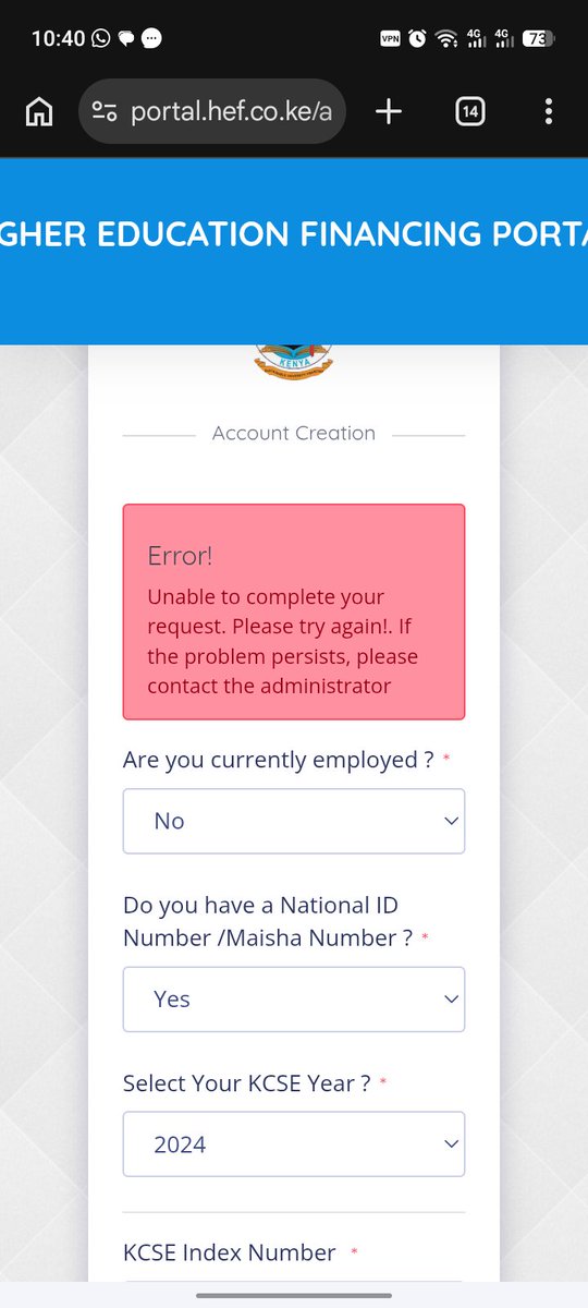 DRank815's tweet photo. @HELBpage Am experiencing this when I try to create an account for first time undergraduate https://t.co/kl1F9ALoNf