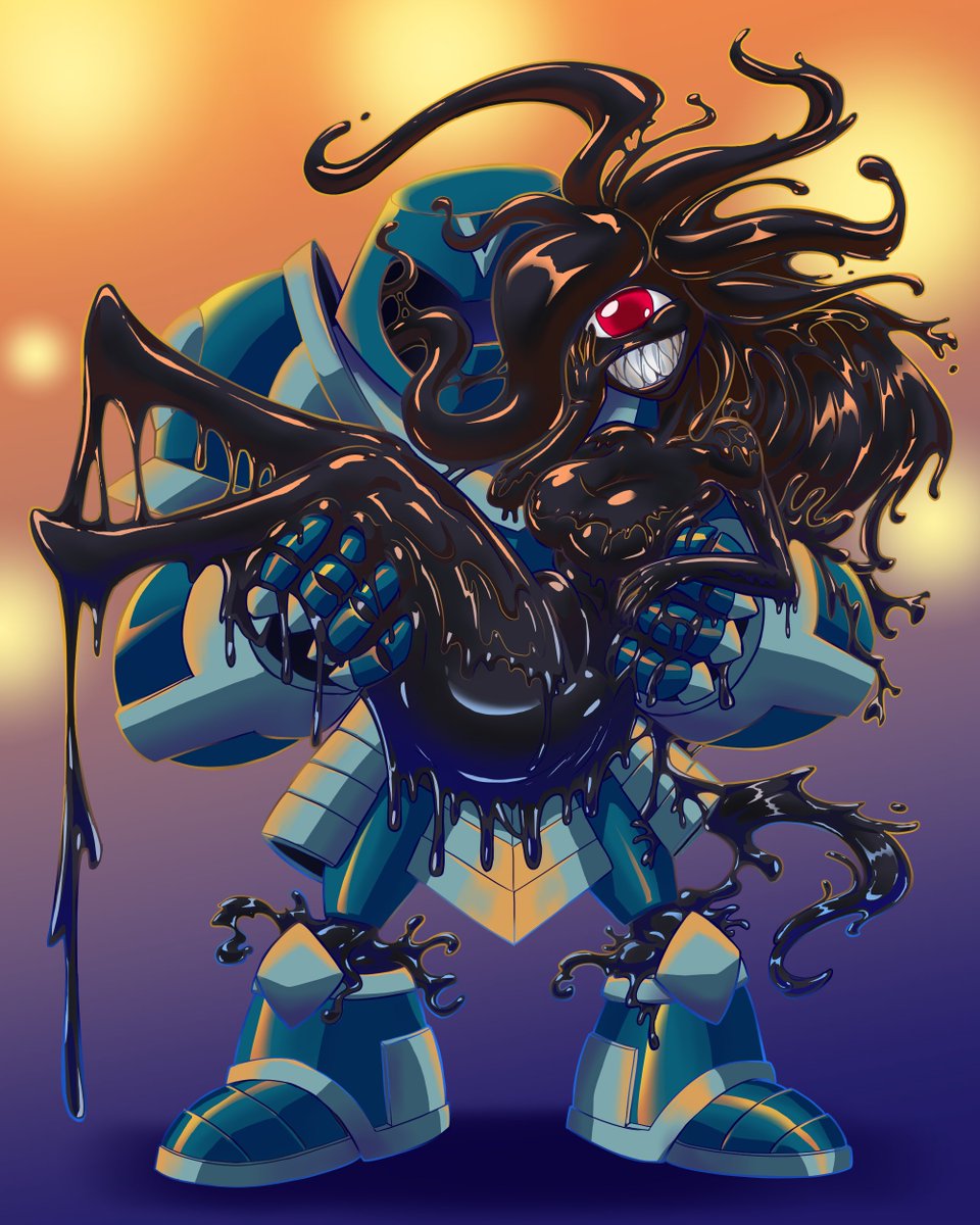 JorinDesign's tweet photo. Art fight piece. This is Revenge fro Ram76x. It's their character Black slime Armor Lady. #artfight #artfight2026 #slime #armor #digitalart #illustration #originalcharacter https://t.co/0pb04u3PzE