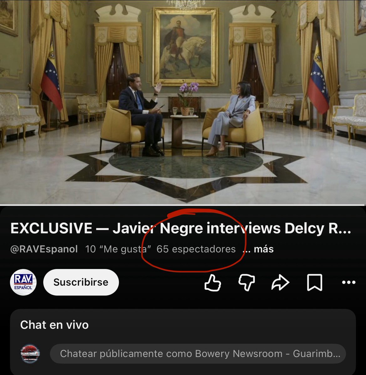 GastonLevar's tweet photo. La entrevista en vivo. NADIE LA VE! 65 personas conectadas en vivo. Javier Negre no representa a la verdadera derecha. Es un idiota. Y totalmente cancelado. 
#GeneraciónIndependencia https://t.co/WwdSGVKD8a