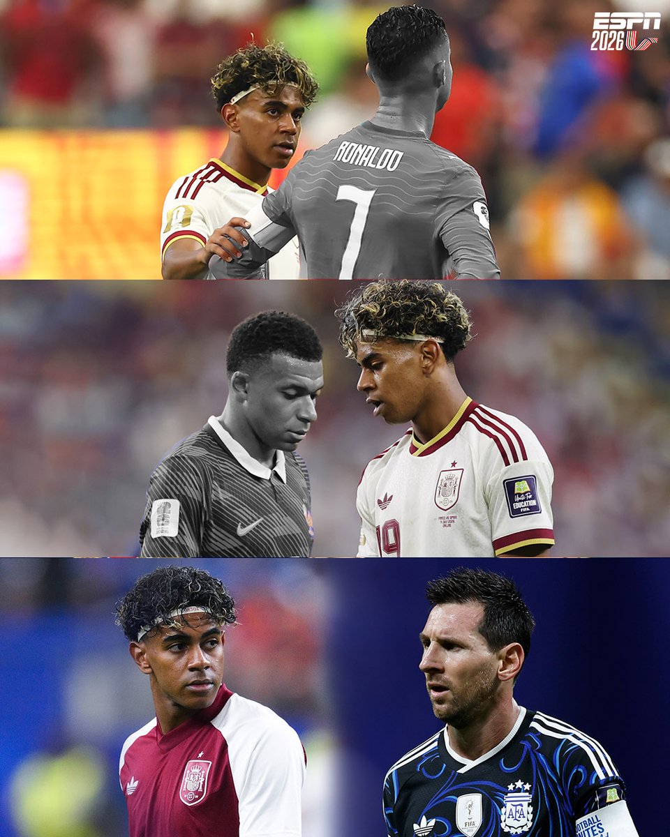 ESPNDeportes's tweet photo. Lamine ya se enfrentó a Cristiano, lo eliminó ❌ 
Lamine ya se enfrentó a Mbappé, lo eliminó ❌ 
Lamine se enfrentará a Lionel Messi en la final... 🏆 https://t.co/ZDU6PicxH5