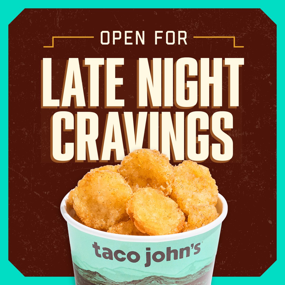 tacojohns's tweet photo. July 16-18, TJ Rewards™ members can score a FREE Small Potato Olés® with any $3+ purchase after 8 p.m.

Crispy, bold, and totally worth it—your summer night snack just got an upgrade. 🌙

Not a member? Download the app &amp; Sign up today to get yours https://t.co/sdZXhmJ065 https://t.co/jC7Hn9XR2D