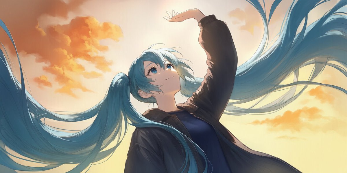 Orks_Lair's tweet photo. 夕空のミクさん https://t.co/PceJN1X5wk