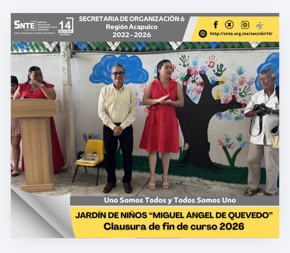 jairestrada1201's tweet photo. ✏️ Se guardan los cuadernos, se abren los caminos. 🚀 Clausura 2026 concluida con éxito.

✏️ Con el saludo del Mtro. Silvano Palacios Salgado, Srio. Gral. de la Sección 14 del SNTE, acudimos al J.N. “Miguel Angel de Quevedo” para la clausura.

✏️ Generación, el mundo los espera. https://t.co/JFnvyM1IRp