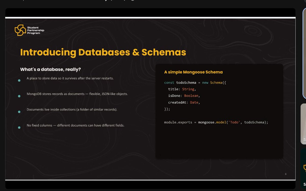 aayusha1317's tweet photo. #LSPPDay43 Learnt about backend, node js, express js, introduction to databases and schemas, using mongodb, creating simple todo, CRUD operation, get, post, put, delete, etc. #LearningWithLeapfrog #60daysoflearning2026 @lftechnology #nodejs https://t.co/mGrxGEya5A