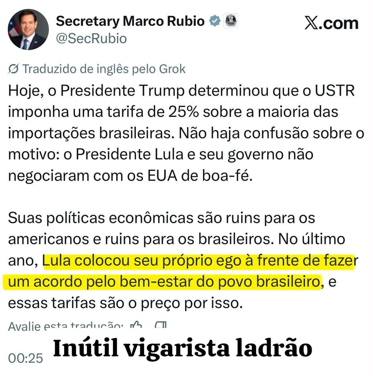 Giba4669's tweet photo. @LulaOficial FDP ladrão https://t.co/Fe3nkzbufd